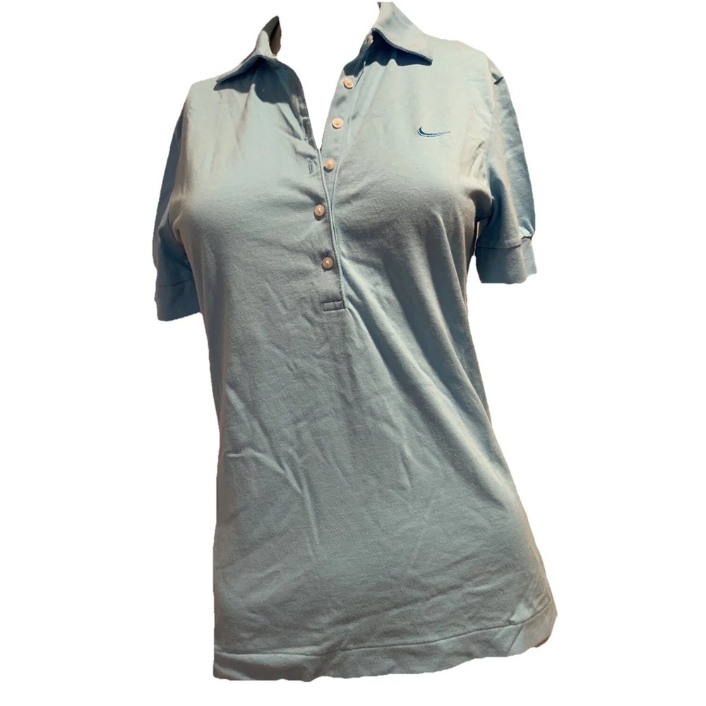 Nike Golf Fit Dry Blue Short Sleeve Collar Button V-Neck Top Medium